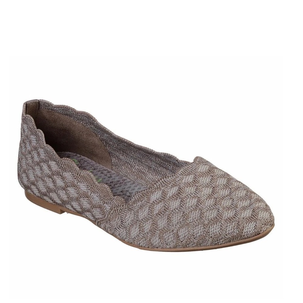 Skechers Cleo Honeycomb Taupe Knit Pointed Toe Ballet Flats Women's Size 7